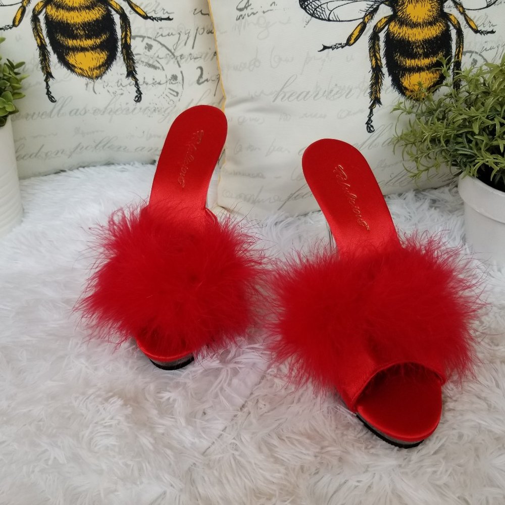 Red Clear heel Mule